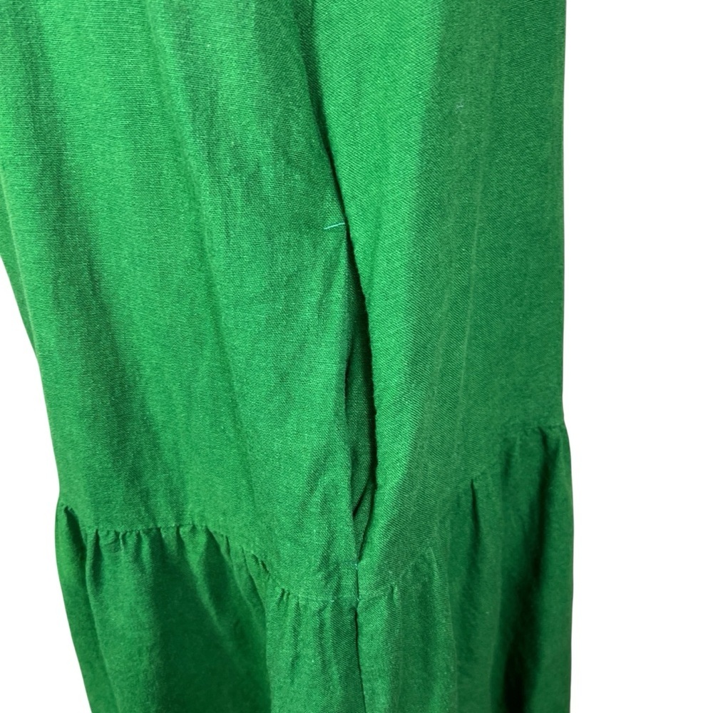 J.Crew Factory Green Linen Blend Button Front Mini Dress Size 8 Pockets Casual - Picture 8 of 11